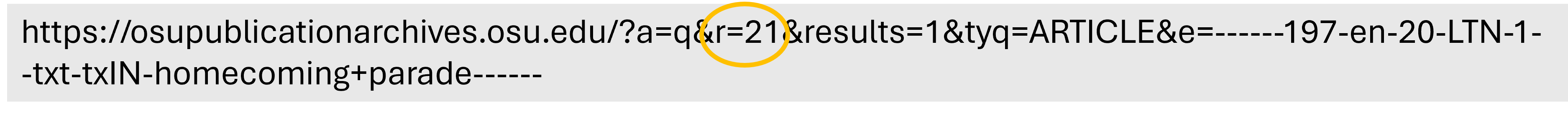 Screenshot of url, r now equals 21